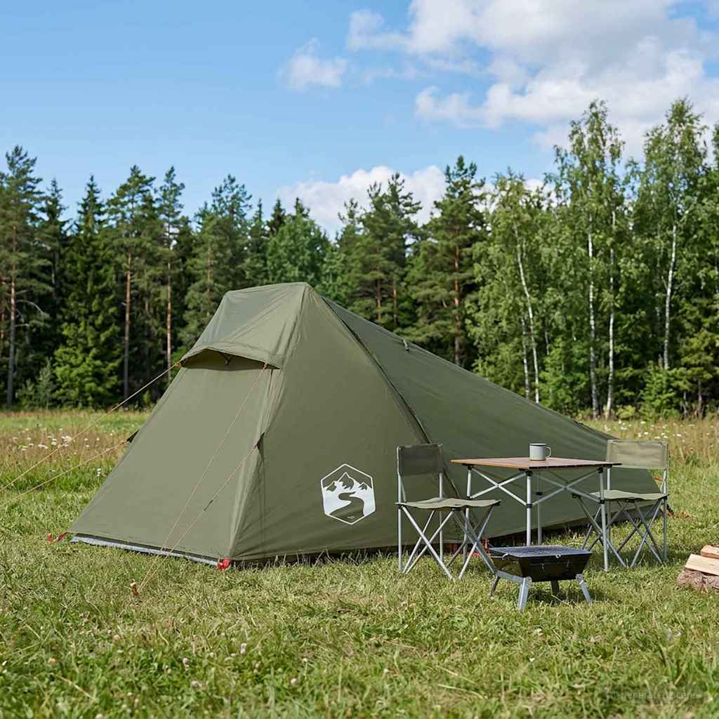 vidaXL Tunnelt&auml;lt Olivgr&ouml;n 215 x 100 x 90 cm Polyester och St&aring;l