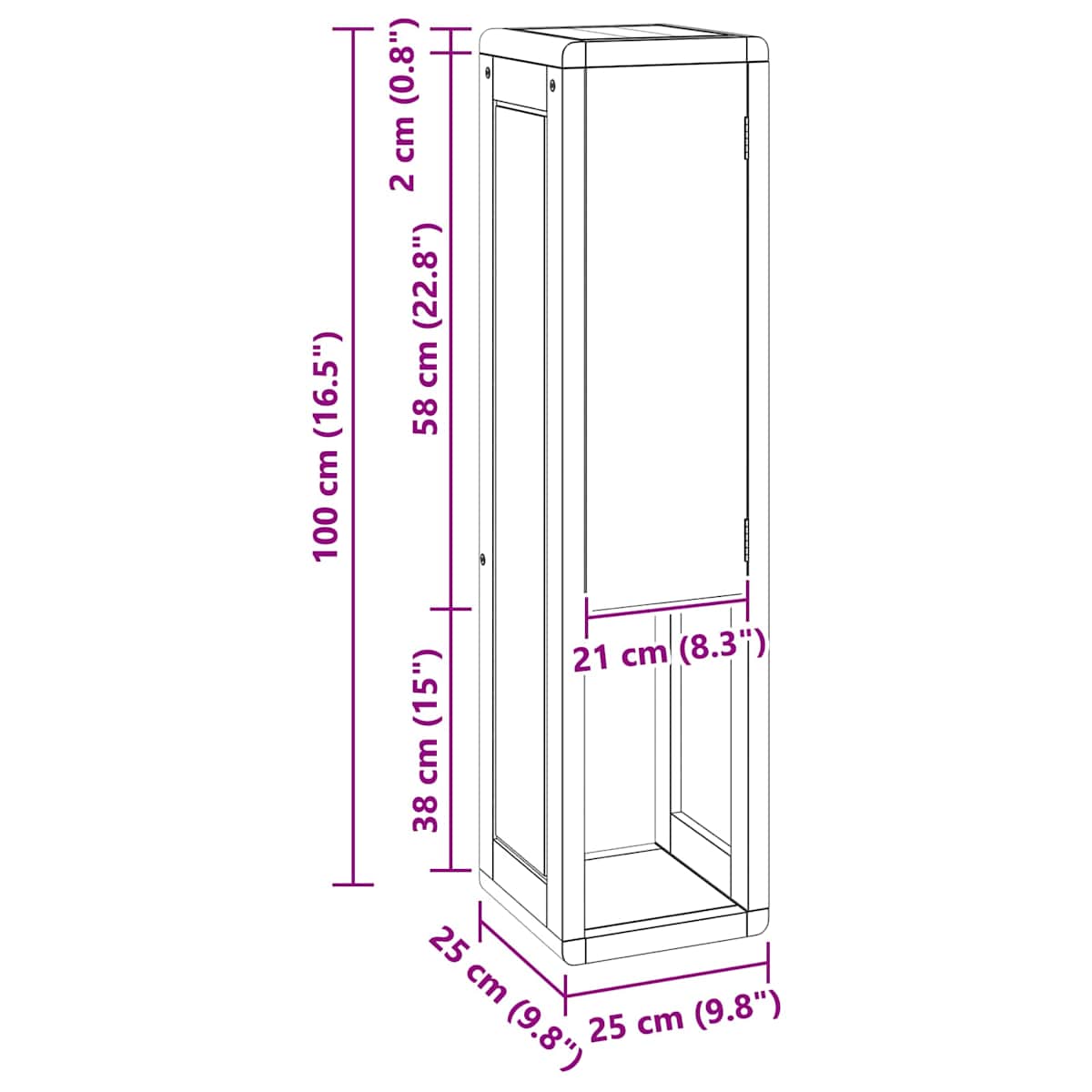 Badeværelse Side Skab Naturfarvet 25 x 25 x 100 cm - Billede 9
