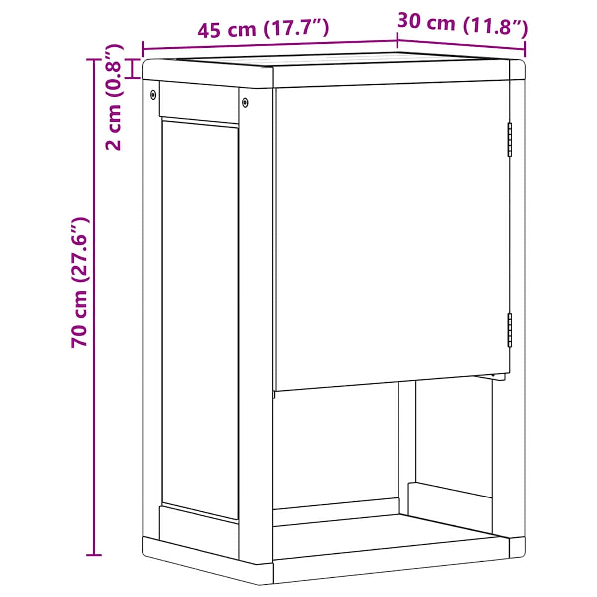 Badeværelse Side Skab Naturfarvet 45 x 30 x 70 cm - Billede 9