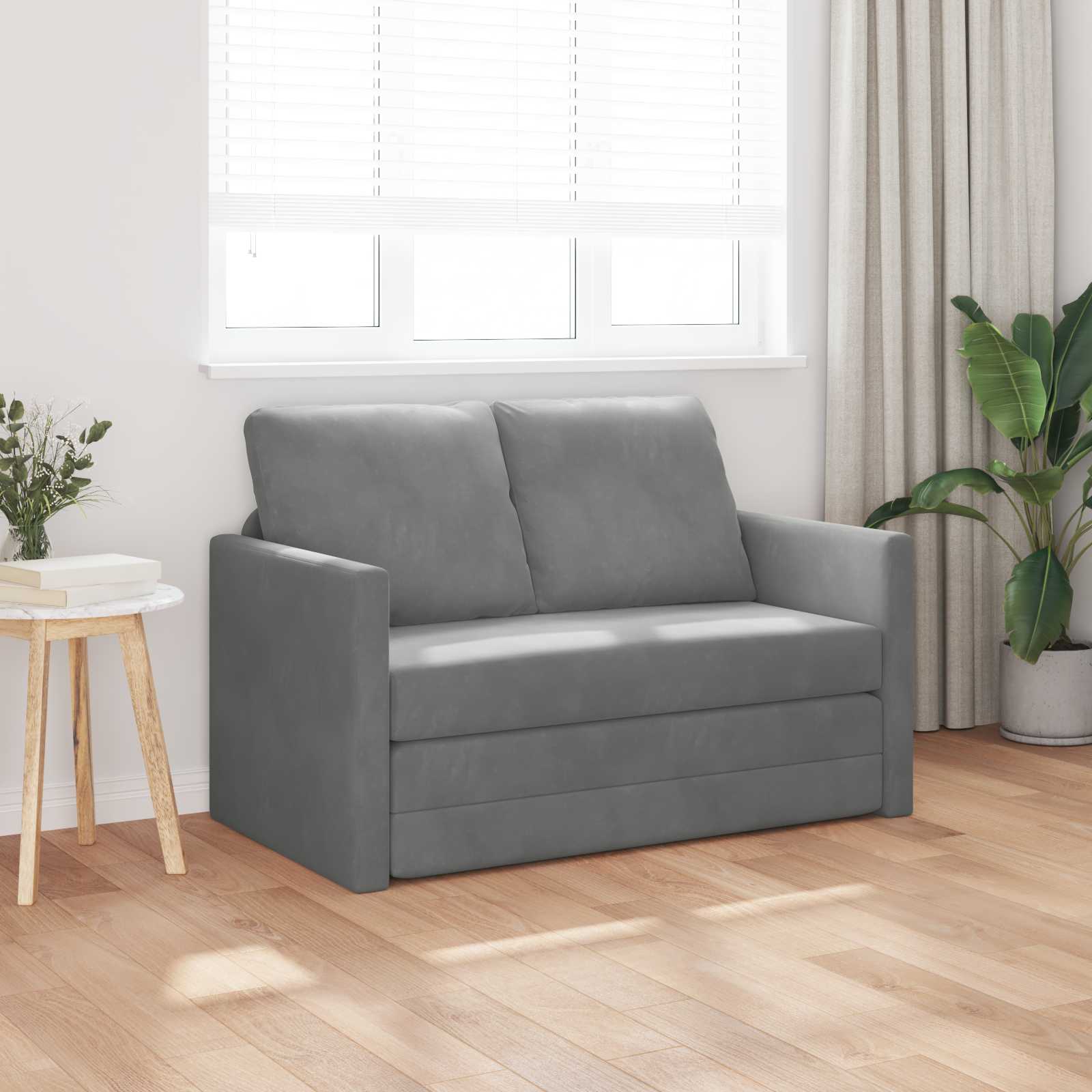 Folding Sofa Bed Dark Grey 122 x 70 x 60 cm Velvet - Image 3