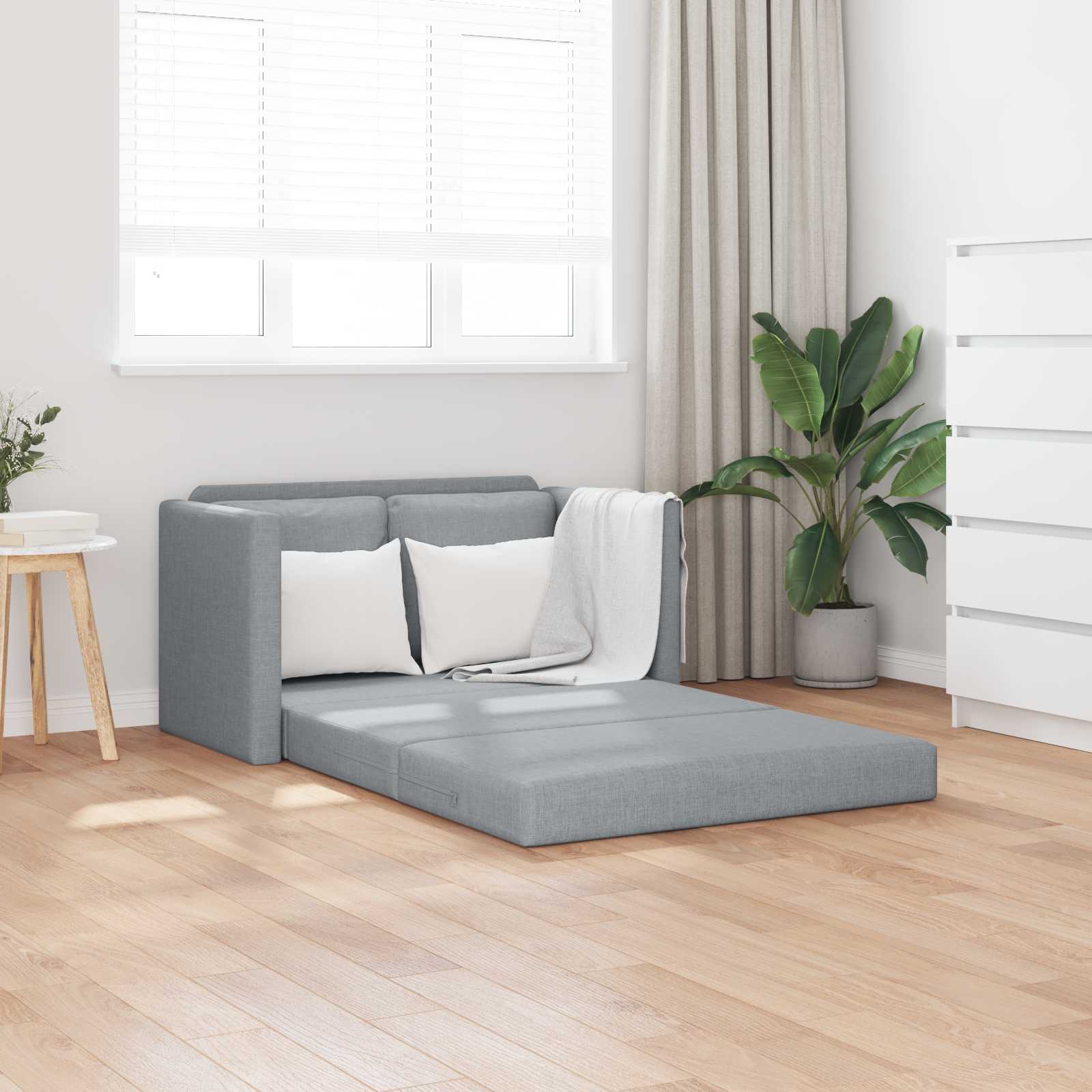 Folding Sofa Bed Light Grey 112 x 60 x 55 cm Fabric