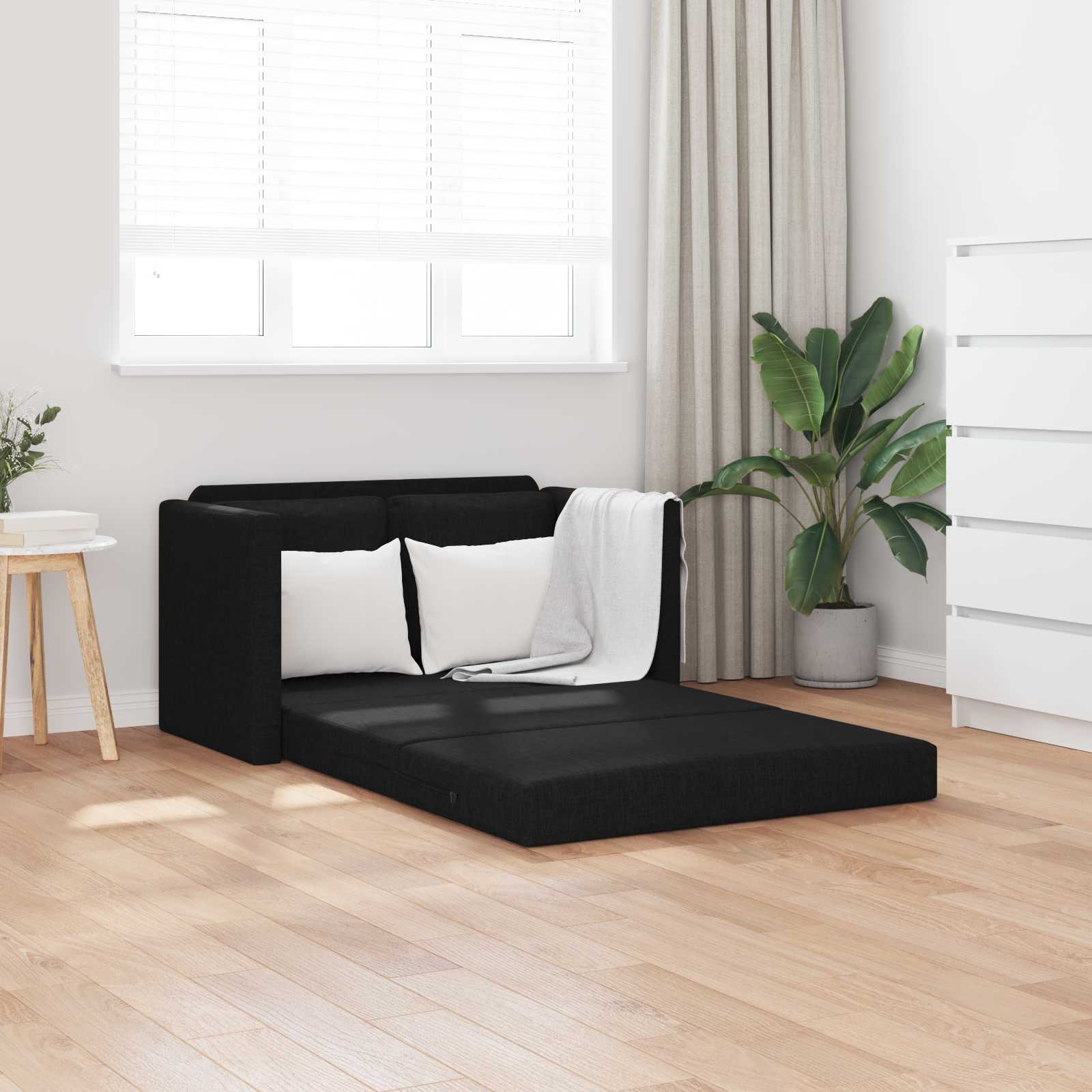 Folding Sofa Bed Black 112 x 60 x 55 cm Fabric