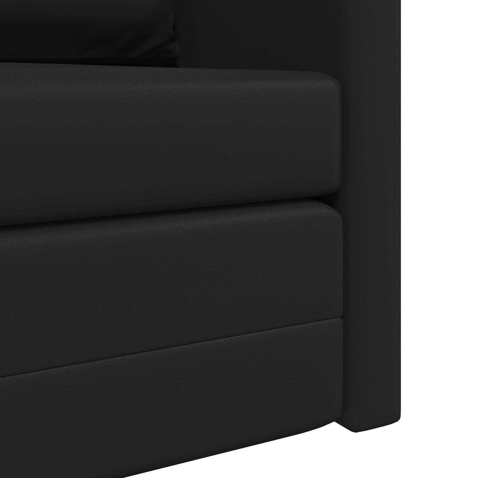 Folding Sofa Bed Black 112 x 60 x 55 cm Faux Leather - Image 9