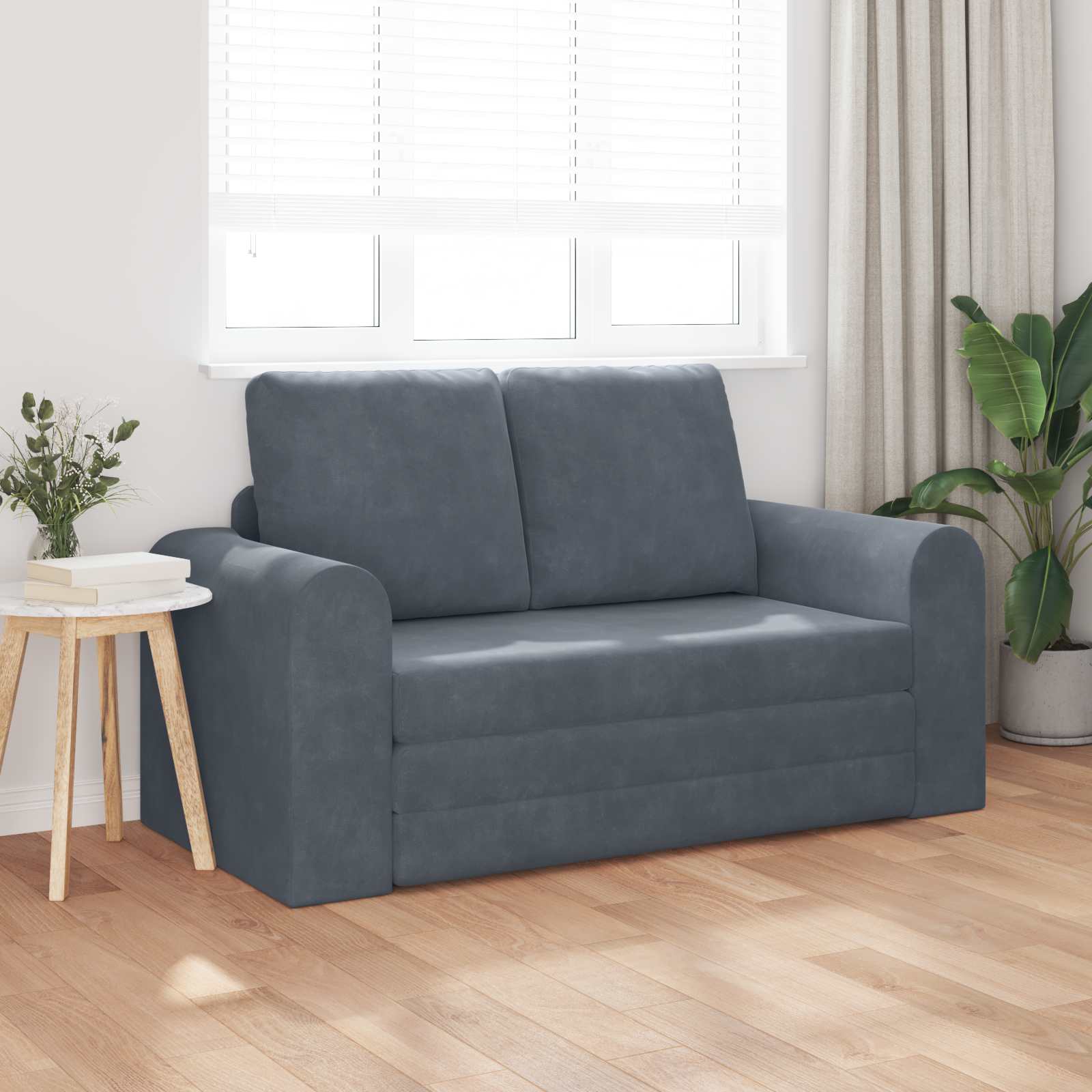 vidaXL Vouwsofa Bed Donkergrijs 148 x 71 x 83 cm Fluweel