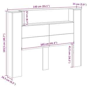 Čelo postele s LED s policí s čelo Sonoma 140 x 16,5 x 103,5 cm - obrázek 13