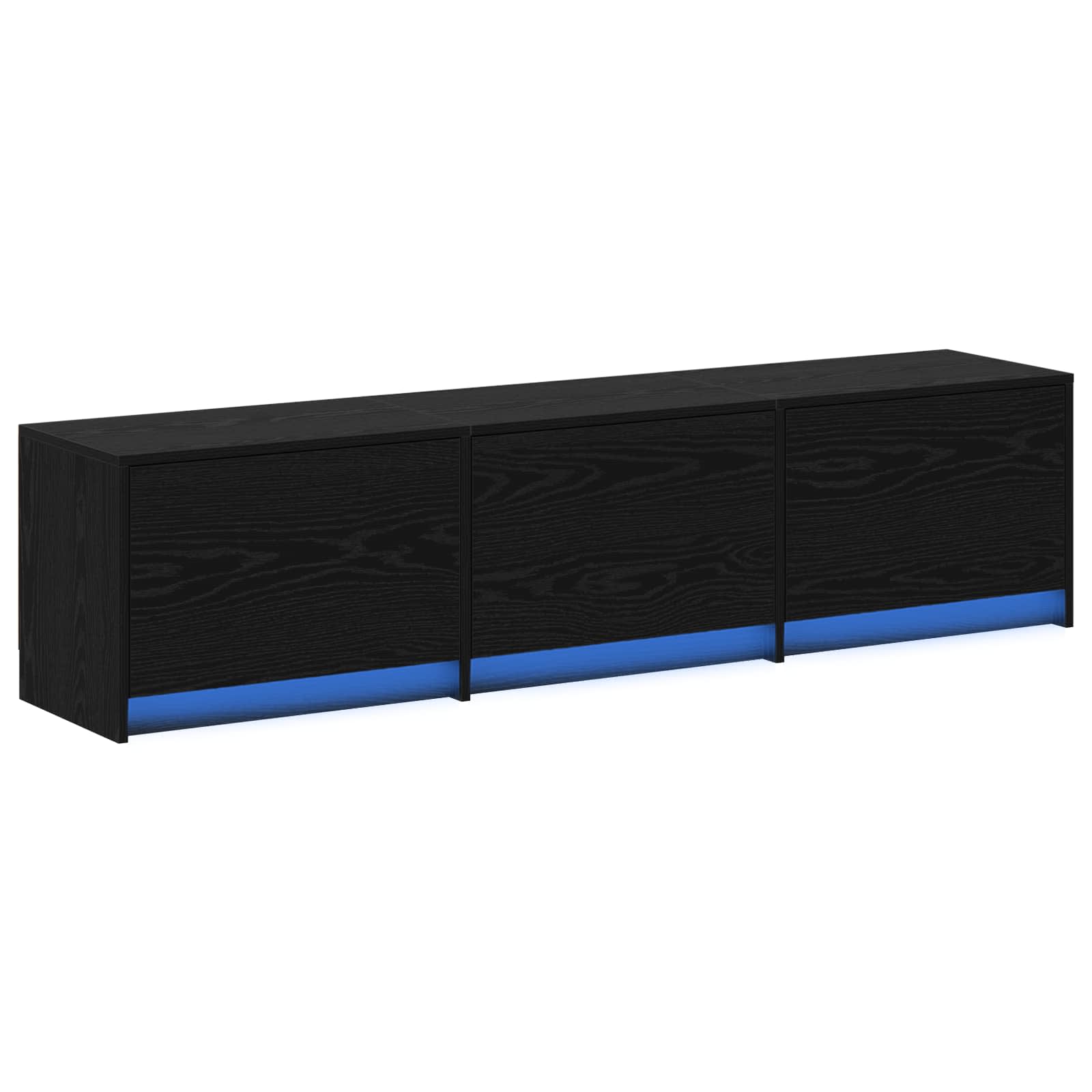VidaXL Tv Kast Met Led Zwart Eiken 165 X 34 X 40 Cm Bewerkt Hout