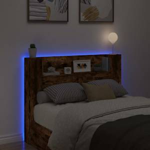 Čelo postele s LED s policí Uzený Dub 140 x 16,5 x 103,5 cm - obrázek 4