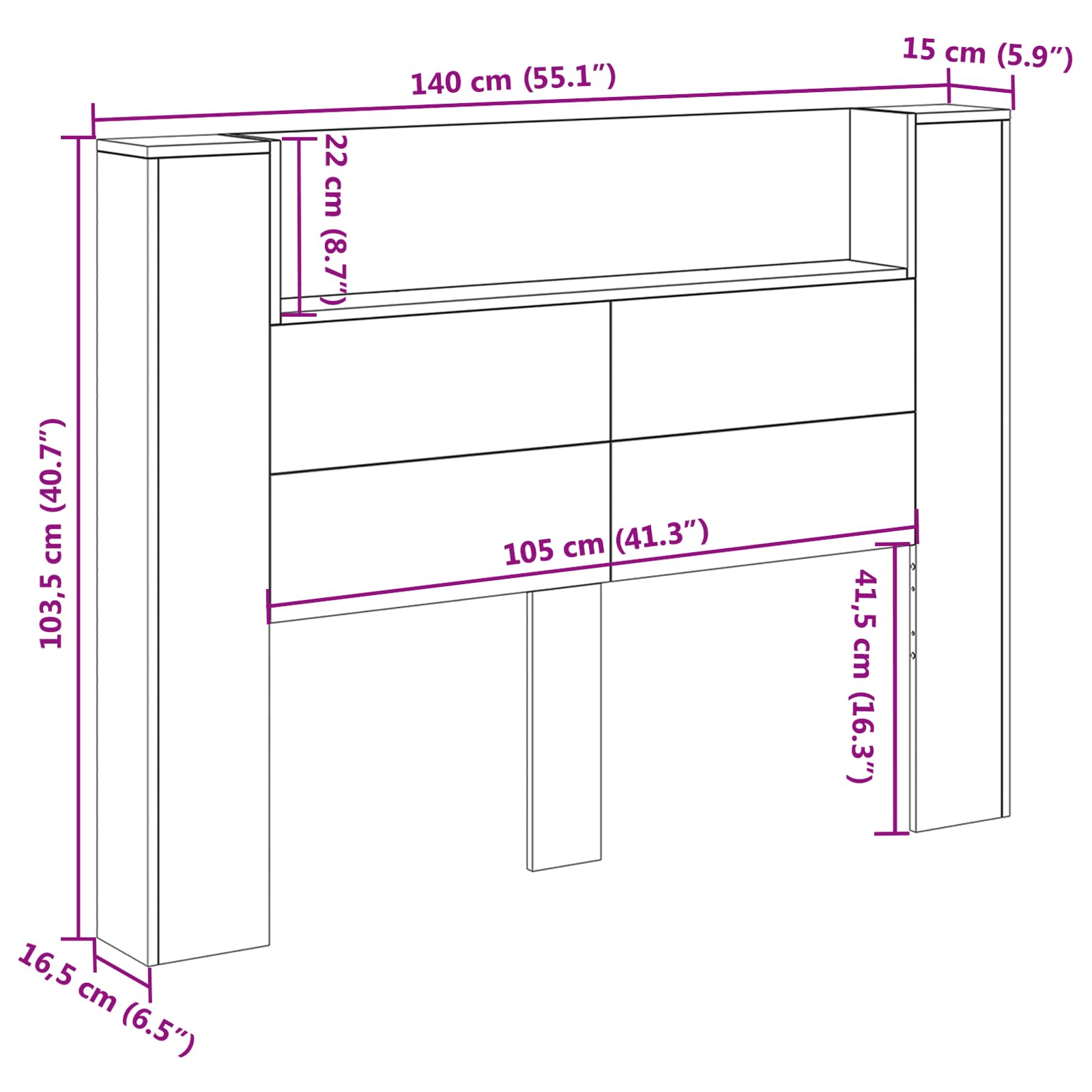 Nočna omarica z LED s polico Siva Sonoma 140 x 16,5 x 103,5 cm - slika 13