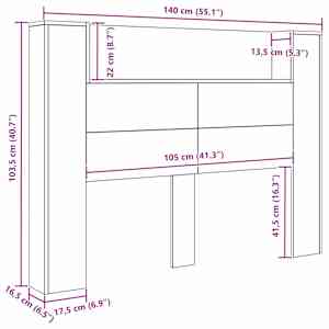 Čelo postele s LED s policí Staré dřevo 140 x 16,5 x 103,5 cm - obrázek 11
