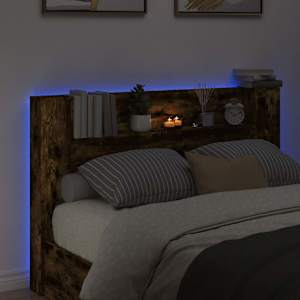 Čelo postele s LED s policí Uzený Dub 160 x 16,5 x 103,5 cm - obrázek 4