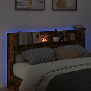 Čelo postele s LED s policí Uzený Dub 180 x 16,5 x 103,5 cm - obrázek 4
