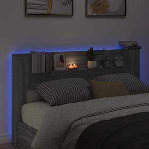 Čelo postele s LED s policí Šedá Sonoma 180 x 16,5 x 103,5 cm - obrázek 4