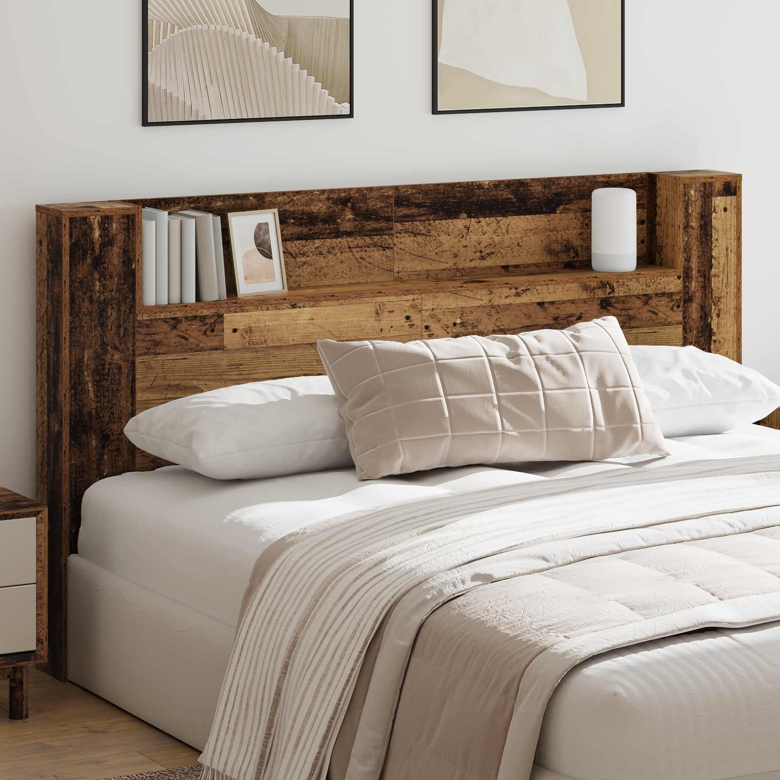 vidaXL Kopfteil-Schrank mit LED Altholz 180 x 16,5 x 103,5 cm