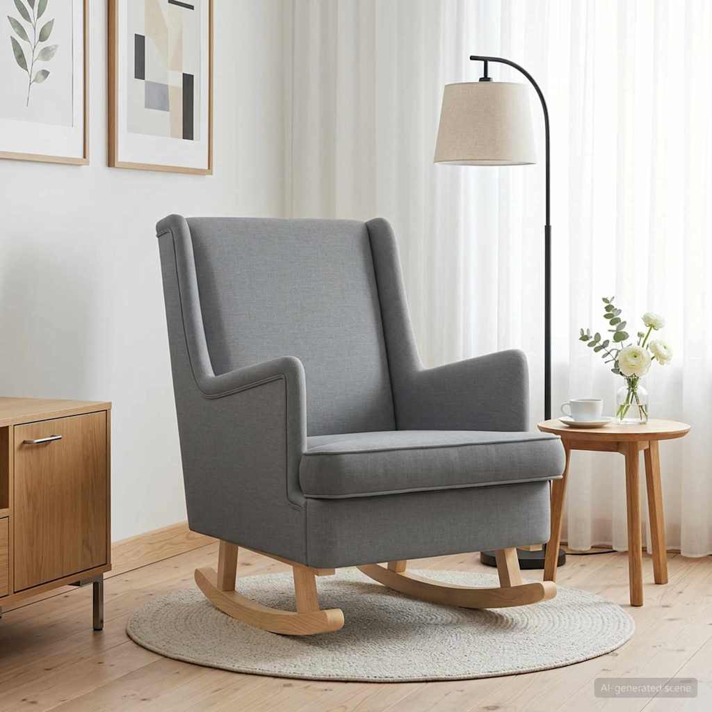Zibajoči stol Svetlo siva 62 x 80 x 85 cm blago