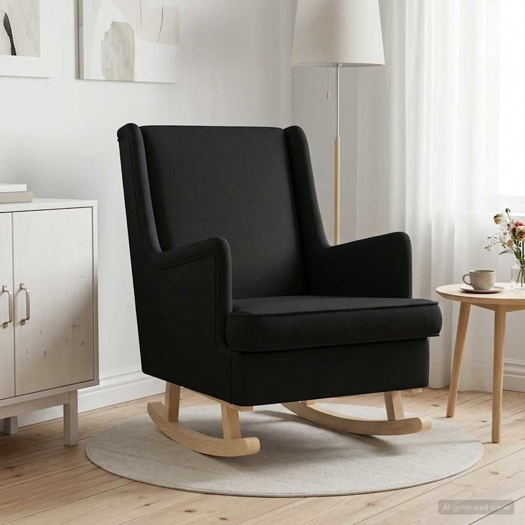 Zibajoči stol Črna 62 x 80 x 85 cm blago