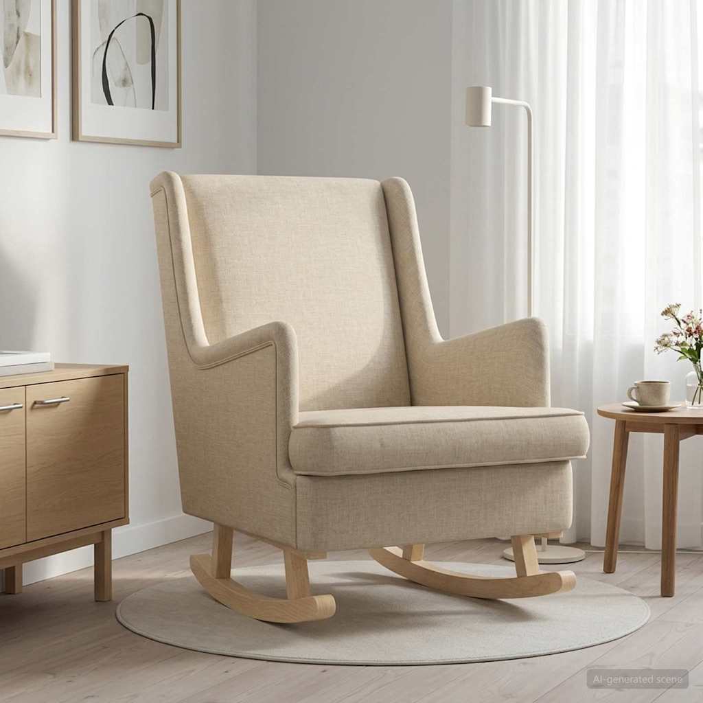 Zibajoči stol krema 62 x 80 x 85 cm blago
