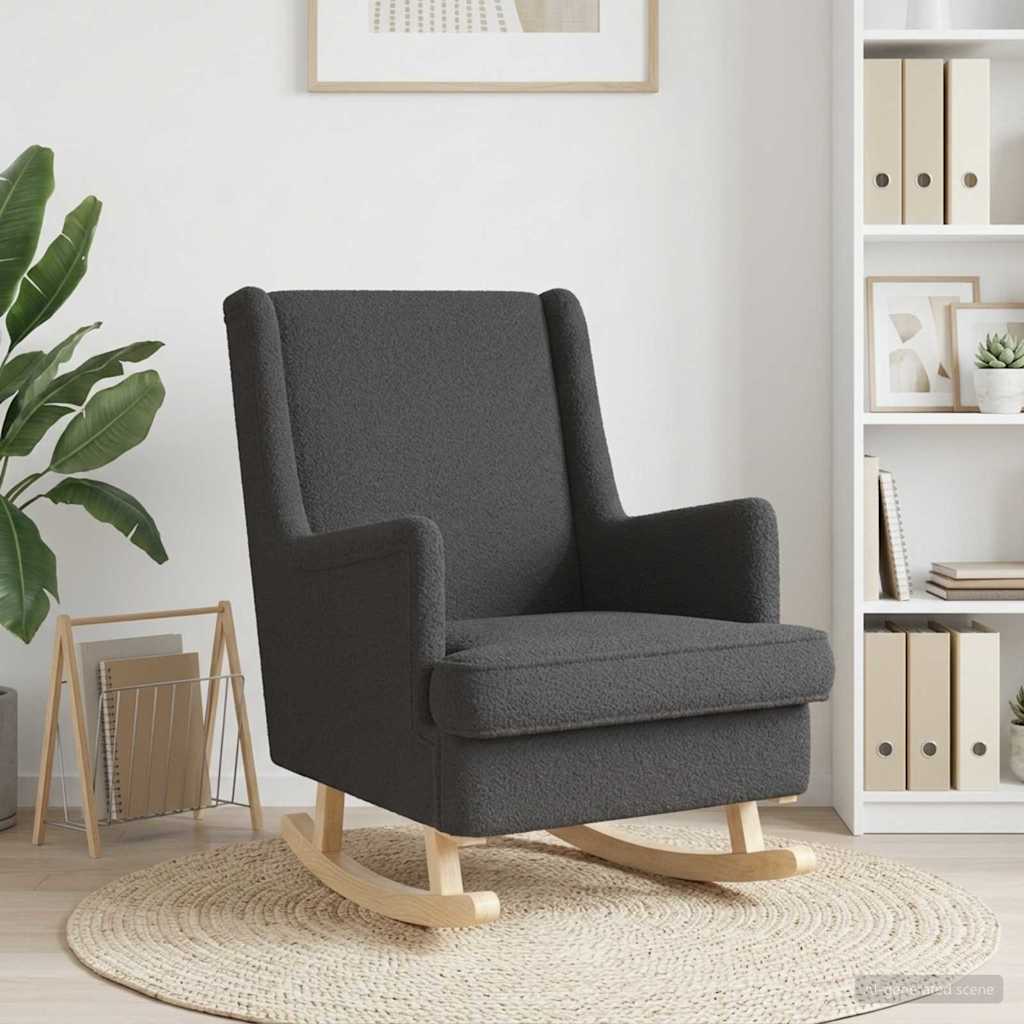 vidaXL Zibajoči stol Temno siva 62 x 80 x 85 cm Ovčja tkanina - slika 3