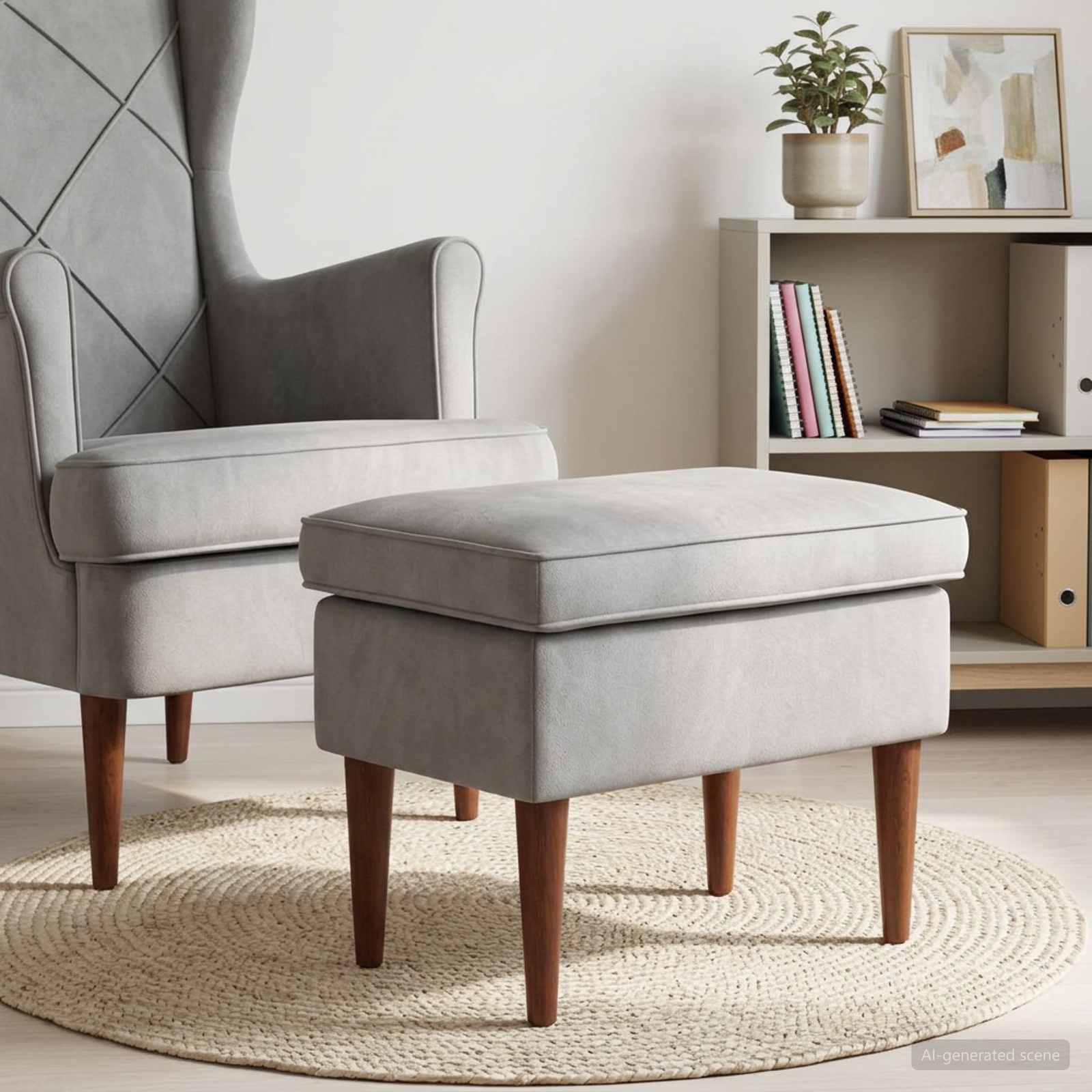 vidaXL Taburet Gri deschis 55 x 35 x 41 cm Catifea