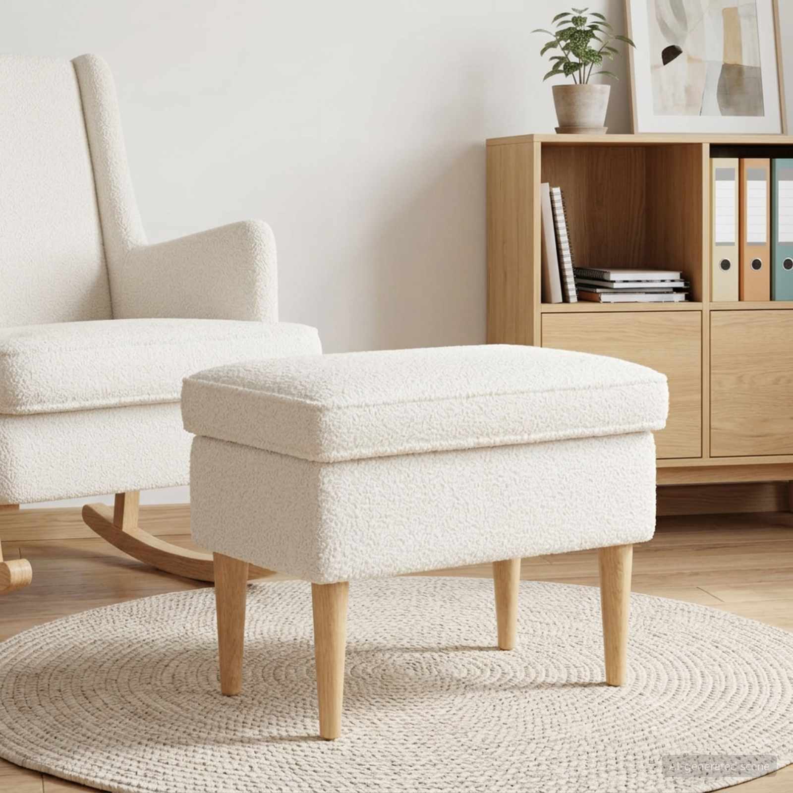 vidaXL Taburet Crem 55 x 35 x 41 cm Bouclé