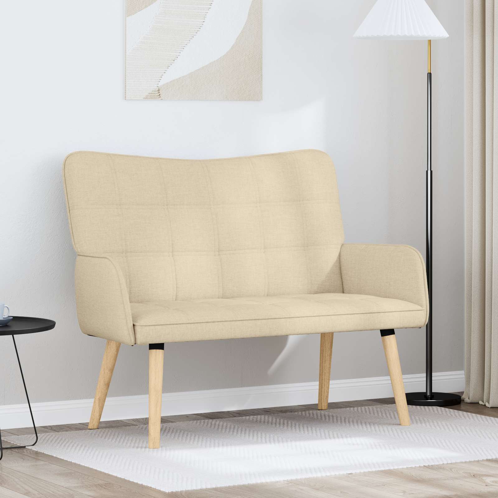 vidaXL Canapea cu două locuri Crem 115 x 61 x 87 cm țesătură