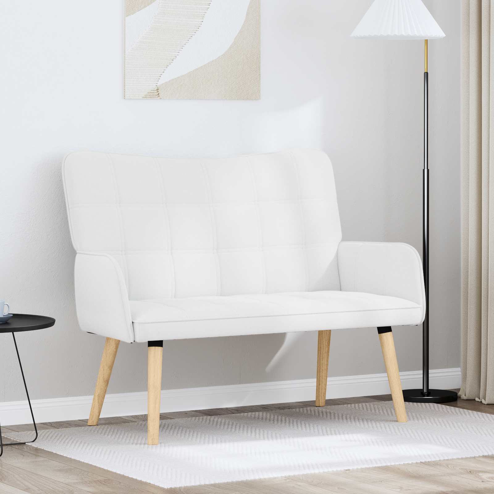 vidaXL Canapea cu două locuri Alb 115 x 61 x 87 cm țesătură