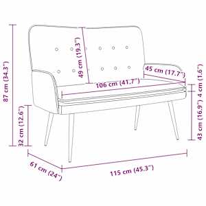 Sofa pro dvě osoby Světle šedá 115 x 61 x 87 cm textil - obrázek 9