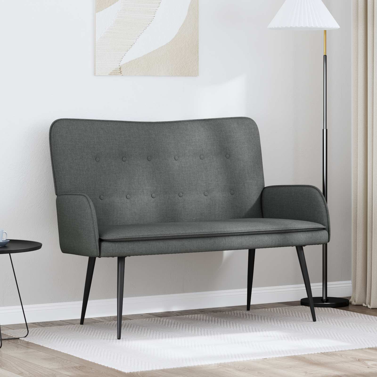 vidaXL Canapea cu 2 locuri Gri închis 115 x 61 x 87 cm țesătură