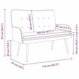 Sofa pro dvě osoby vínová červená 115 x 61 x 87 cm textil - obrázek 9