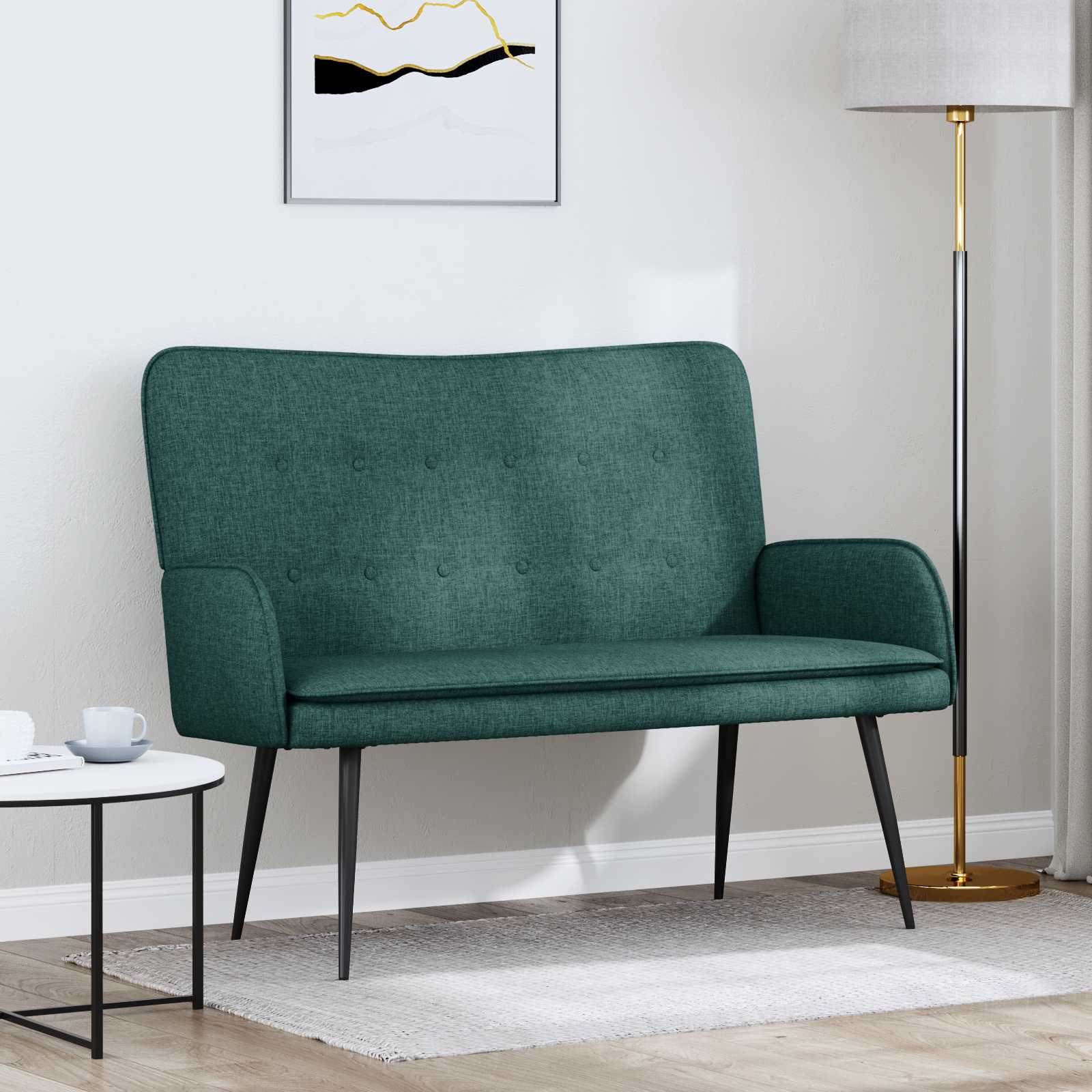 vidaXL Canapea cu 2 locuri Verde închis 115 x 61 x 87 cm țesătură