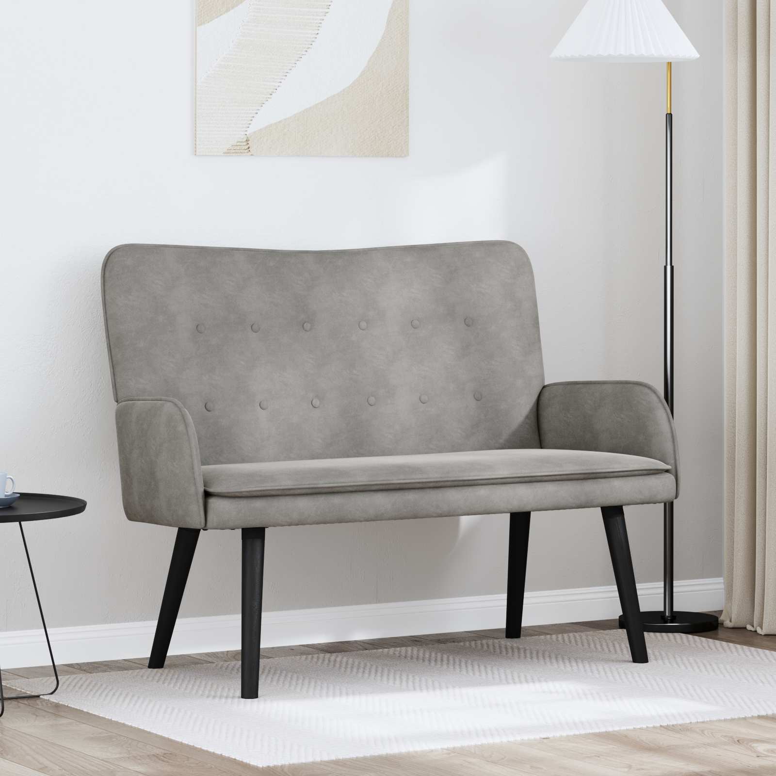 vidaXL Canapea cu două locuri Gri deschis 115 x 61 x 87 cm Catifea