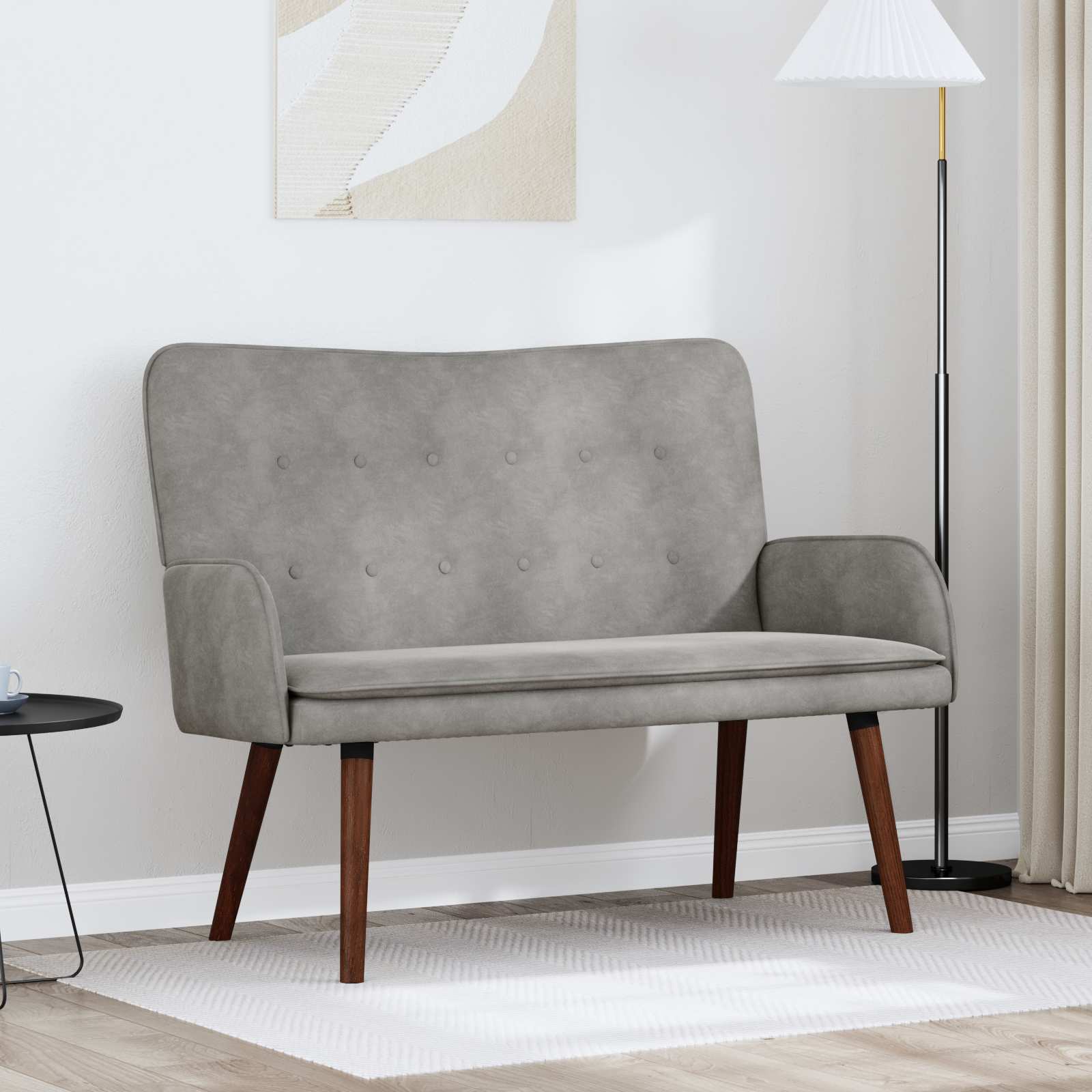 vidaXL Canapea cu 2 locuri Gri deschis 115 x 61 x 87 cm Catifea