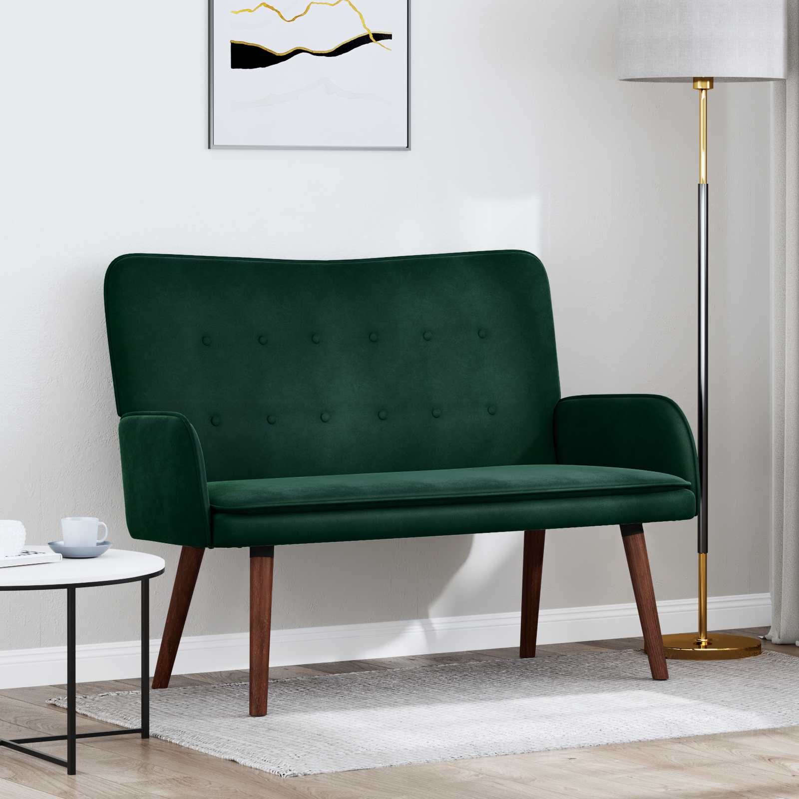 vidaXL Canapea cu 2 locuri Verde închis 115 x 61 x 87 cm Catifea