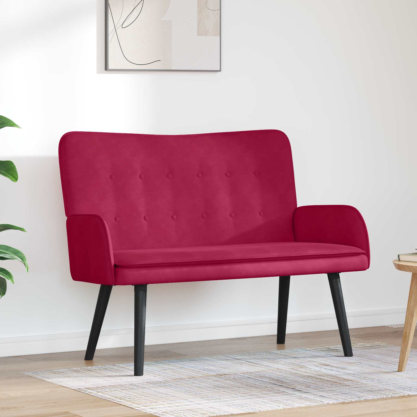 vidaXL Canapea cu două locuri bordo 115 x 61 x 87 cm Catifea