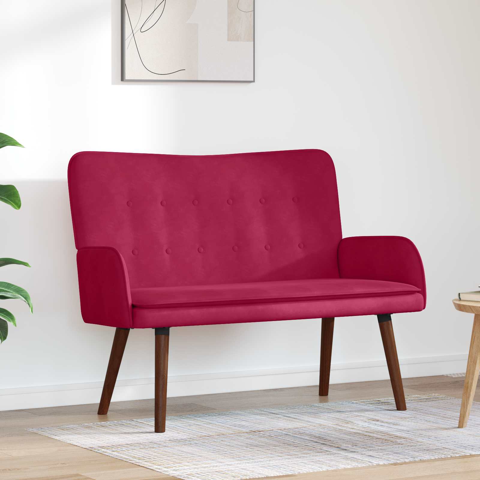vidaXL Canapea cu 2 locuri Roșu Vin 115 x 61 x 87 cm Catifea