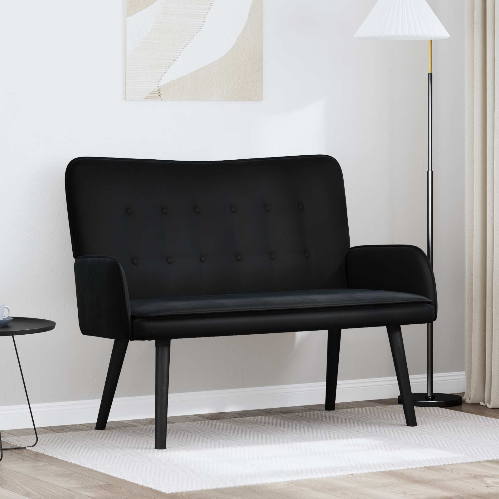 vidaXL Canapea cu două locuri Negru 115 x 61 x 87 cm Catifea