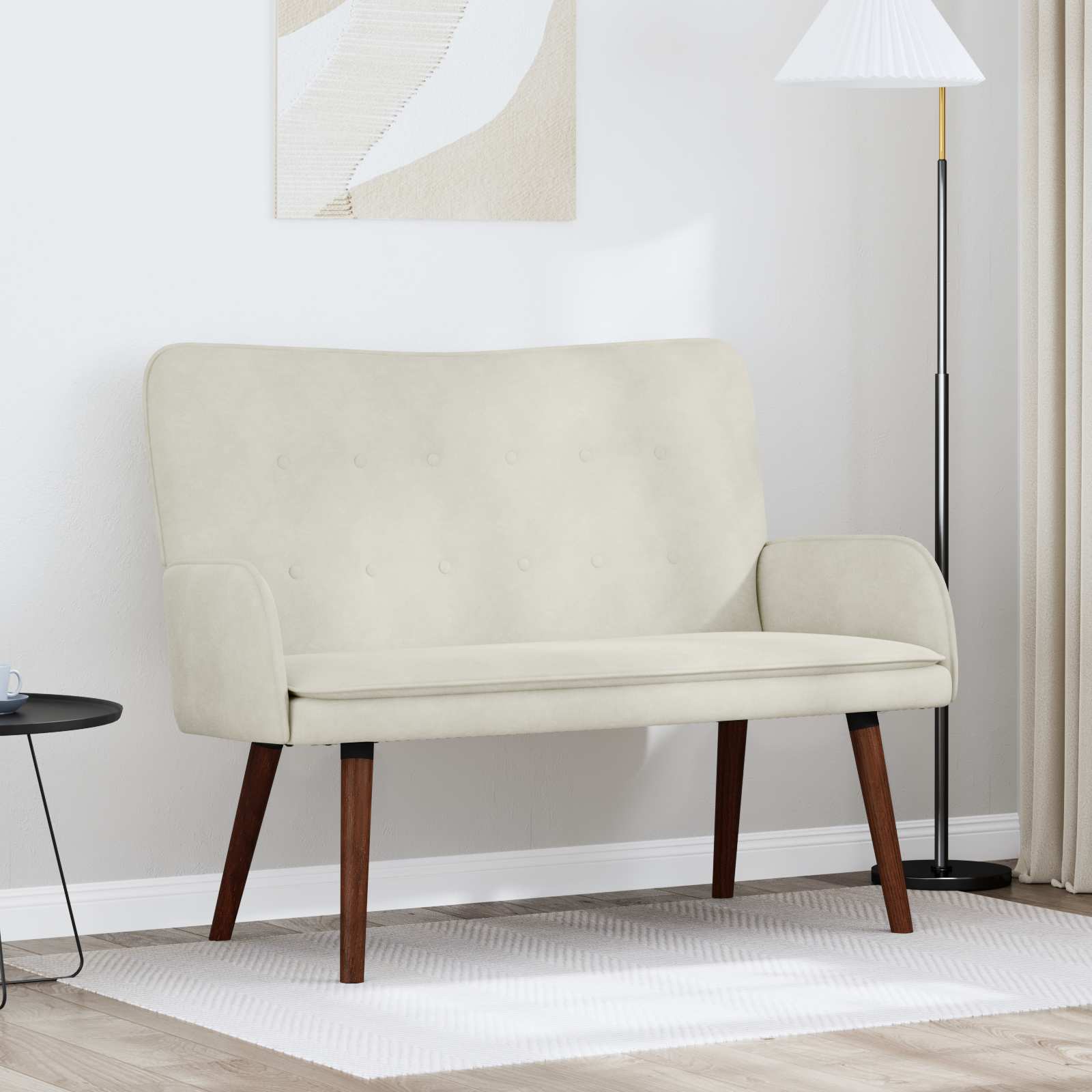 vidaXL Canapea cu 2 locuri Crem 115 x 61 x 87 cm Catifea