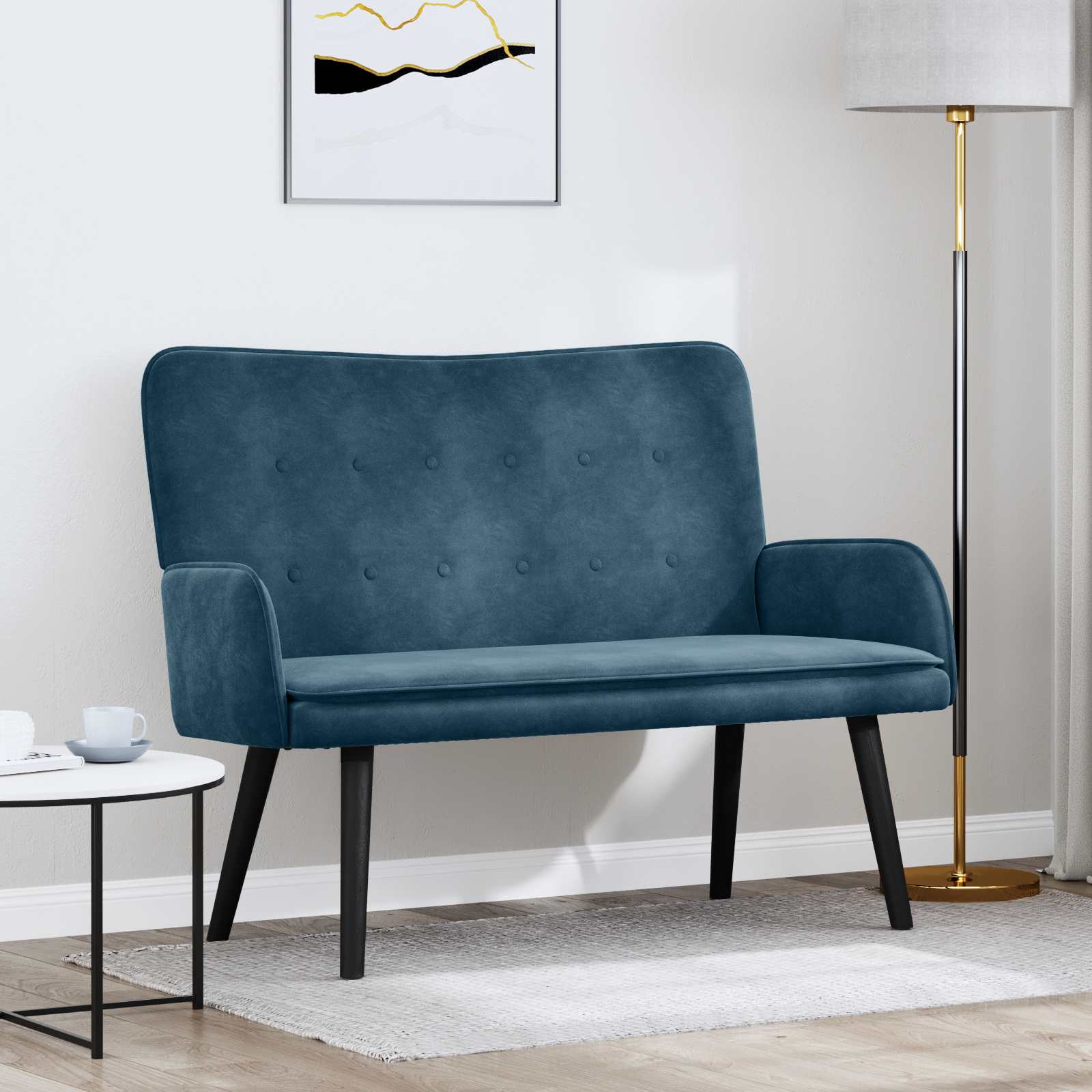 vidaXL Canapea cu două locuri albastru 115 x 61 x 87 cm Catifea