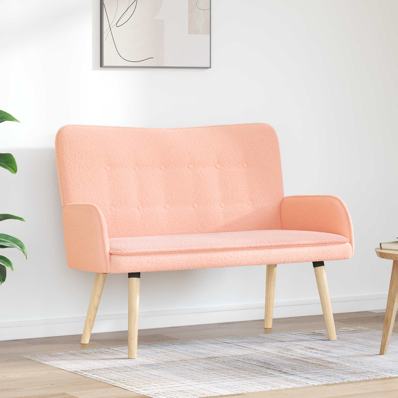 vidaXL Kavč za 2 osebi Roza 115 x 61 x 87 cm Bouclé
