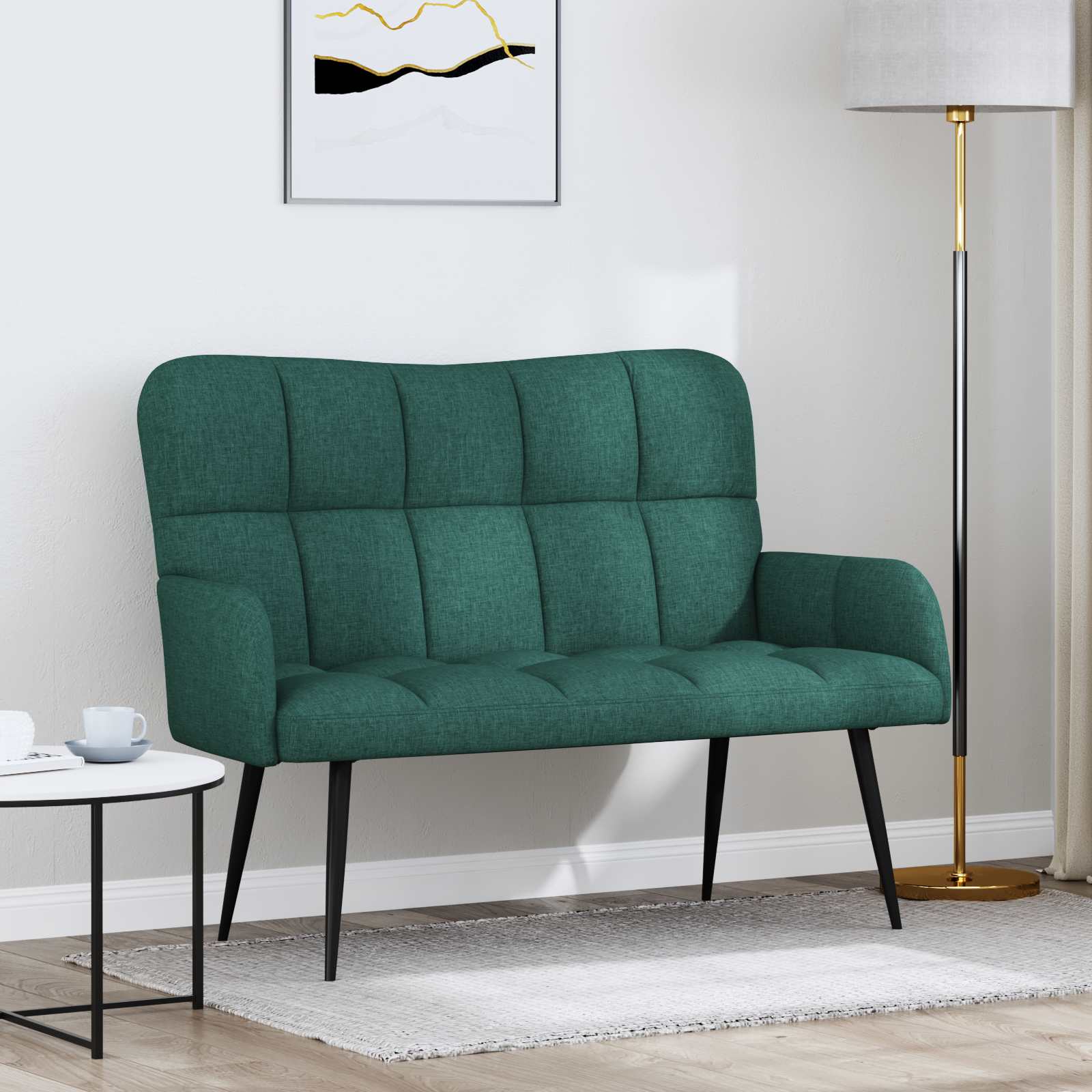 vidaXL Canapea cu 2 locuri Verde închis 115 x 61 x 87 cm Țesătură