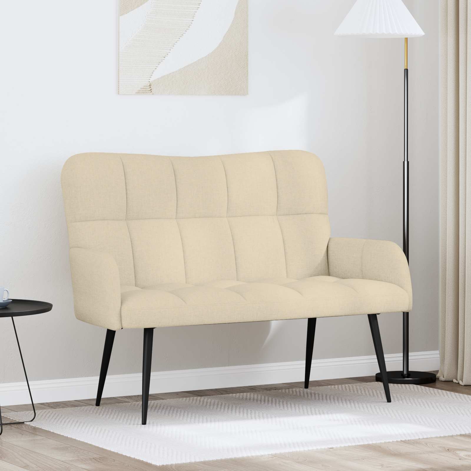 vidaXL Canapea cu 2 locuri Crem 115 x 61 x 87 cm Țesătură