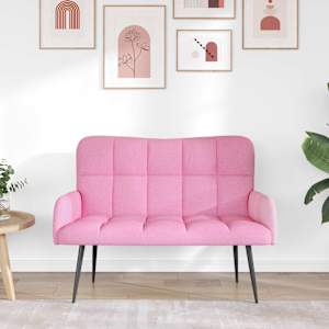 Pohovka pro dva Růžová 115 x 61 x 87 cm textil - obrázek 3