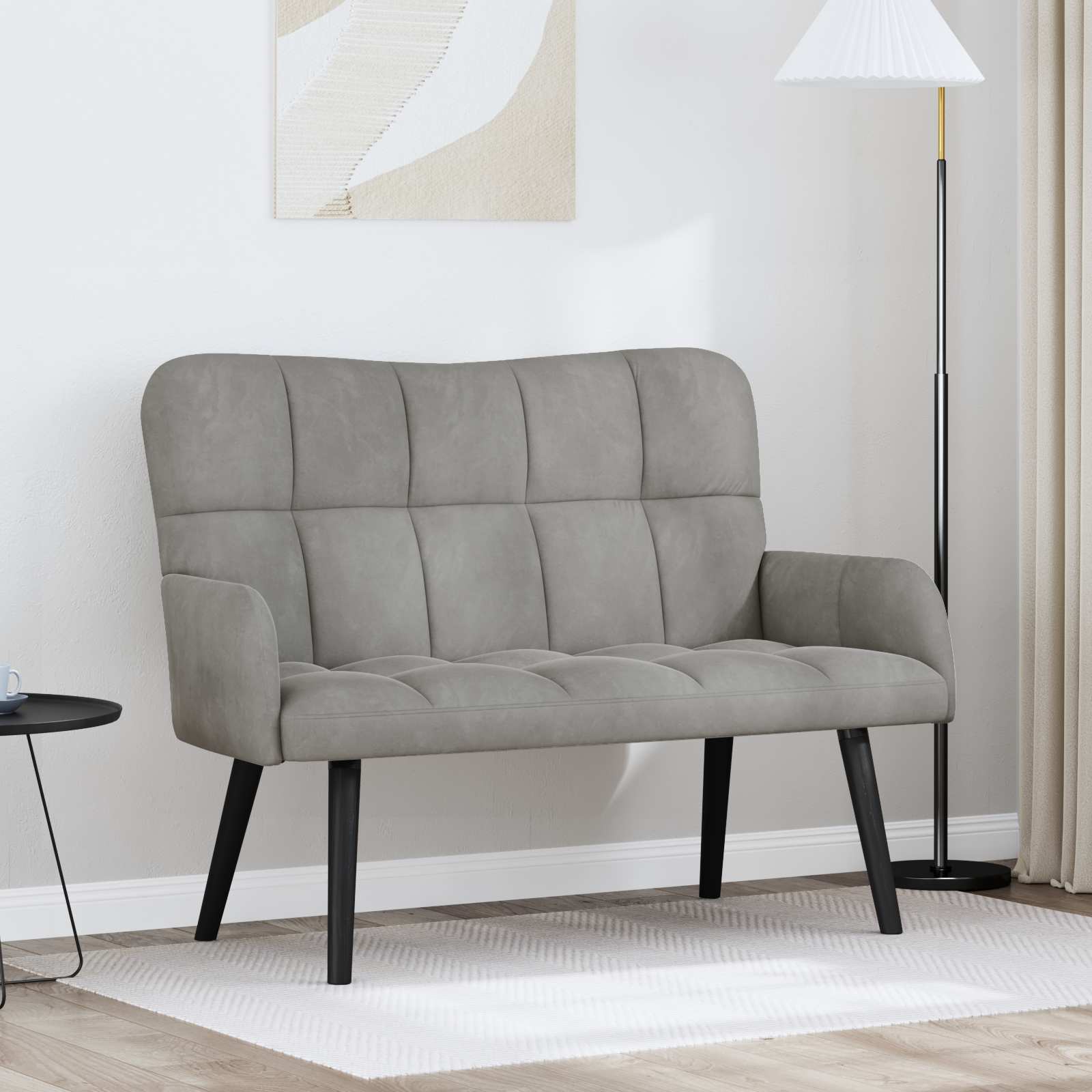 vidaXL Canapea cu două locuri Gri deschis 115 x 61 x 87 cm Catifea