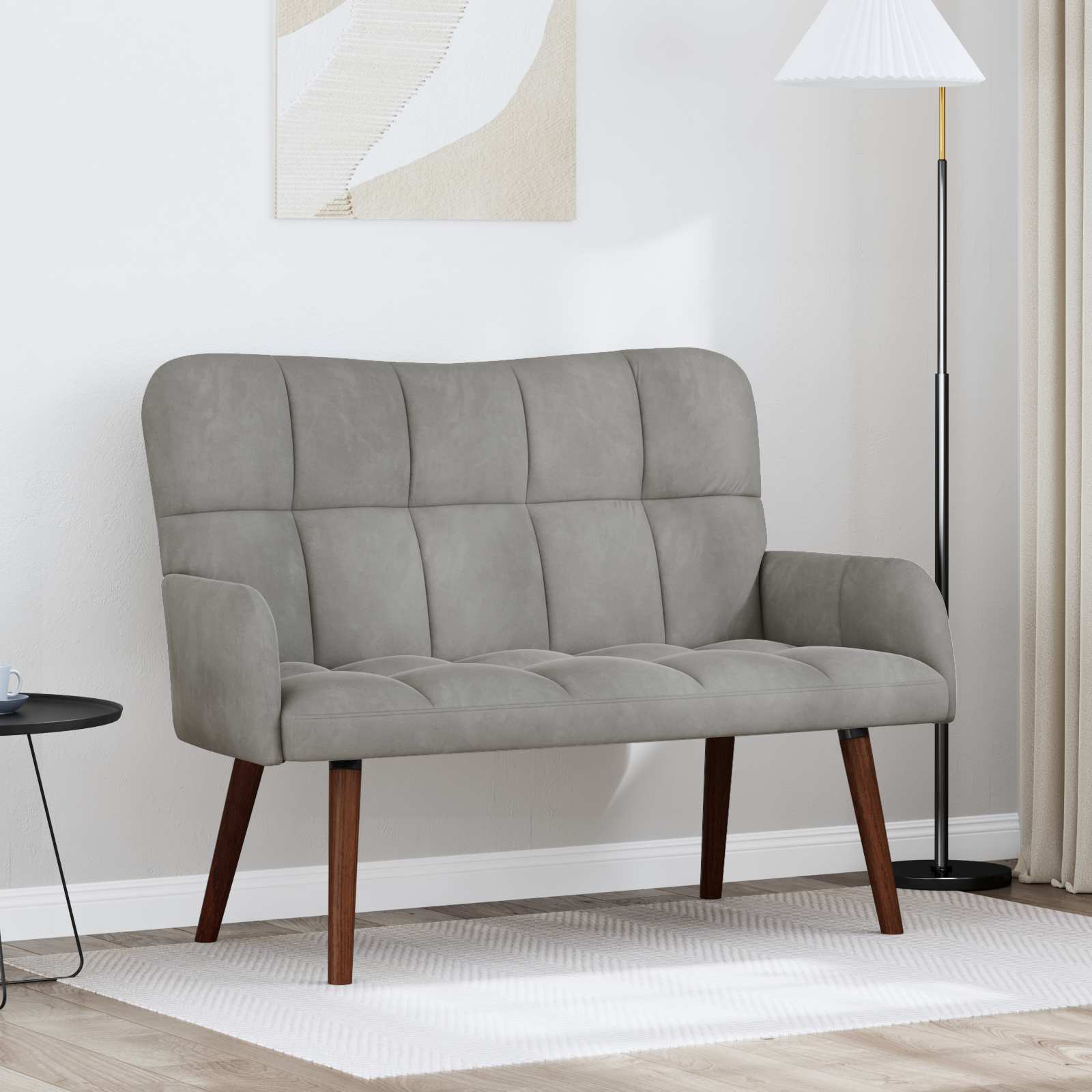 vidaXL Canapea cu 2 locuri Gri deschis 115 x 61 x 87 cm Catifea