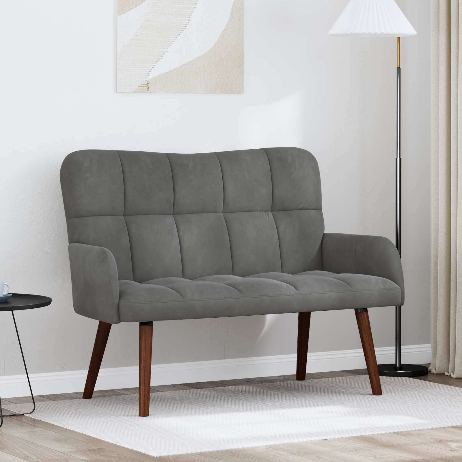 vidaXL Canapea cu 2 locuri Gri închis 115 x 61 x 87 cm Catifea