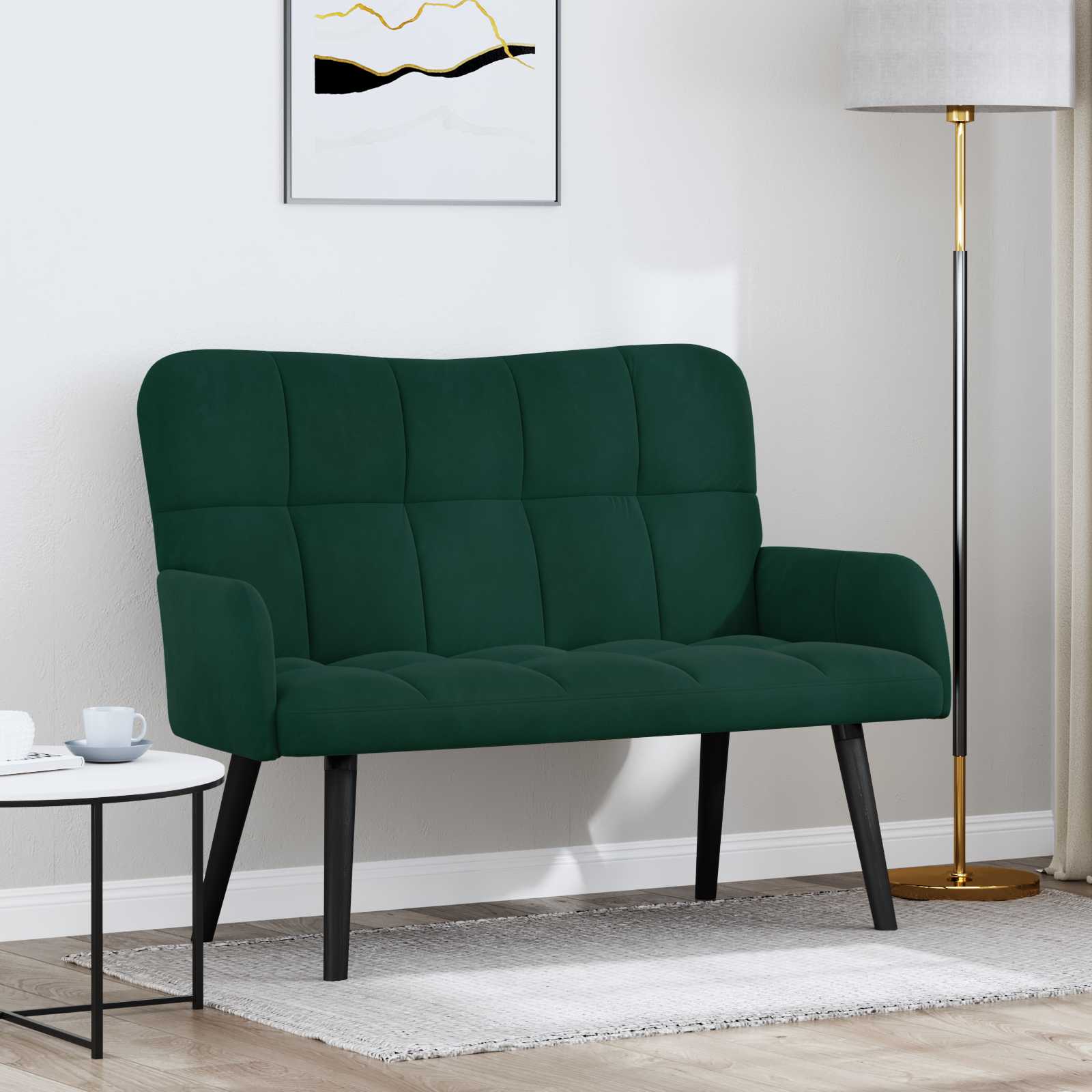 vidaXL Canapea cu două locuri Verde închis 115 x 61 x 87 cm Catifea