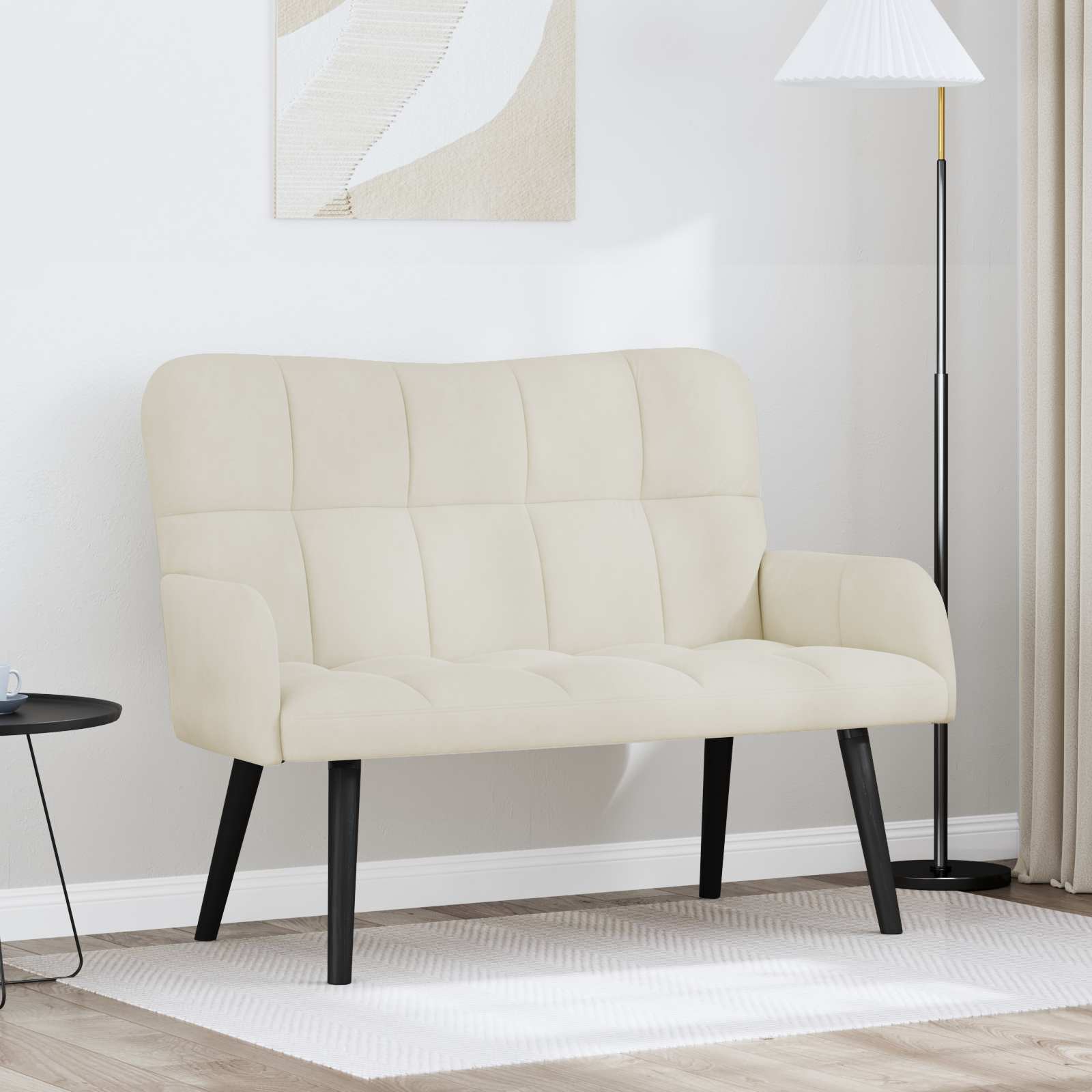 vidaXL Canapea cu două locuri Crem 115 x 61 x 87 cm Catifea