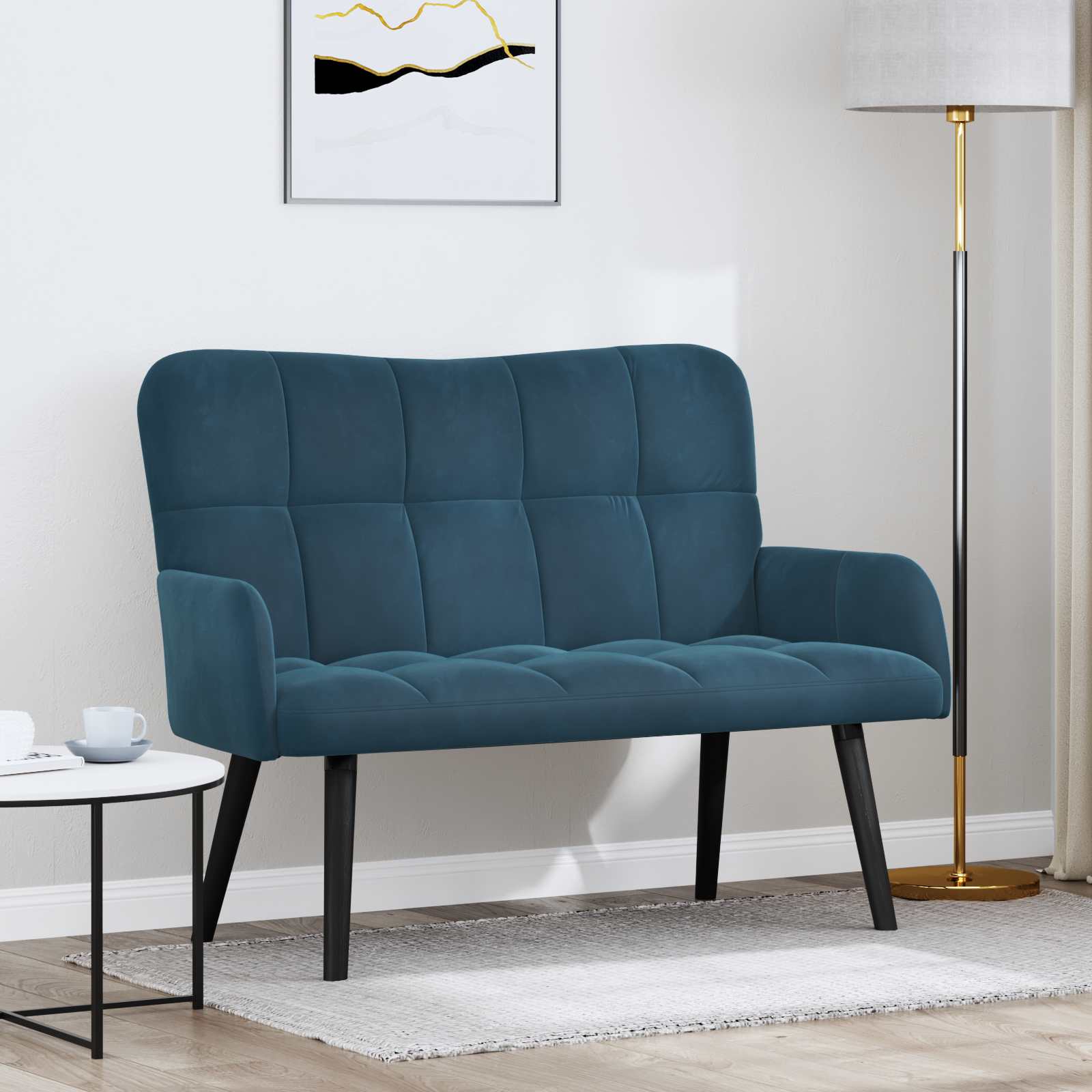vidaXL Canapea cu două locuri albastru 115 x 61 x 87 cm Catifea