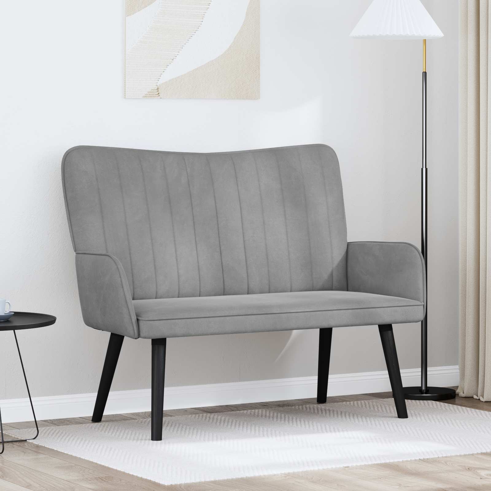 vidaXL Canapea cu două locuri Gri deschis 115 x 61 x 87 cm Catifea