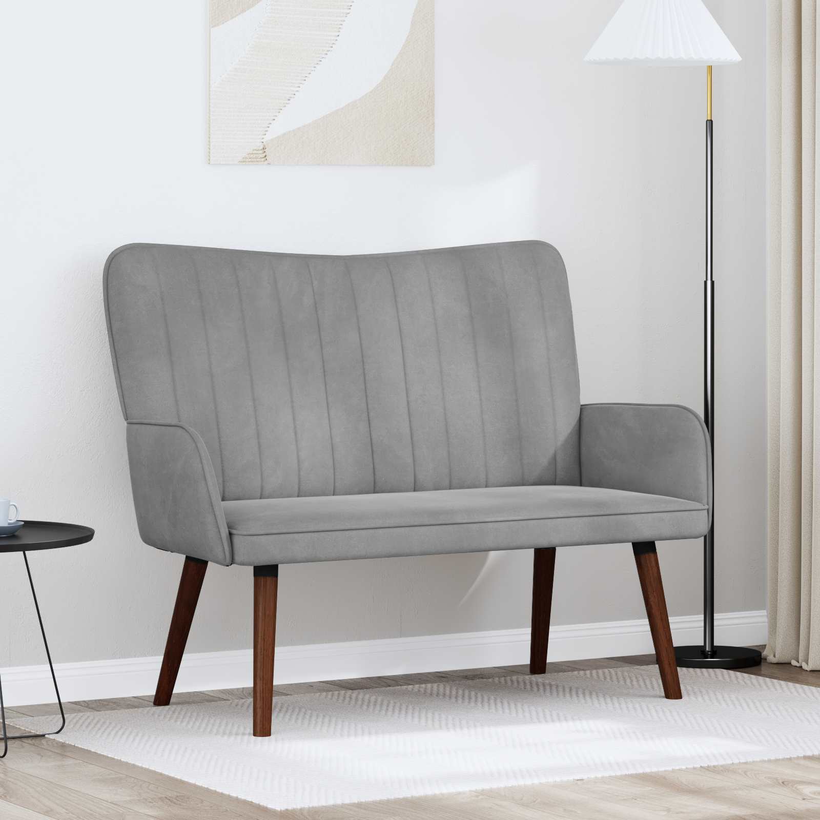 vidaXL Canapea cu 2 locuri Gri deschis 115 x 61 x 87 cm Catifea