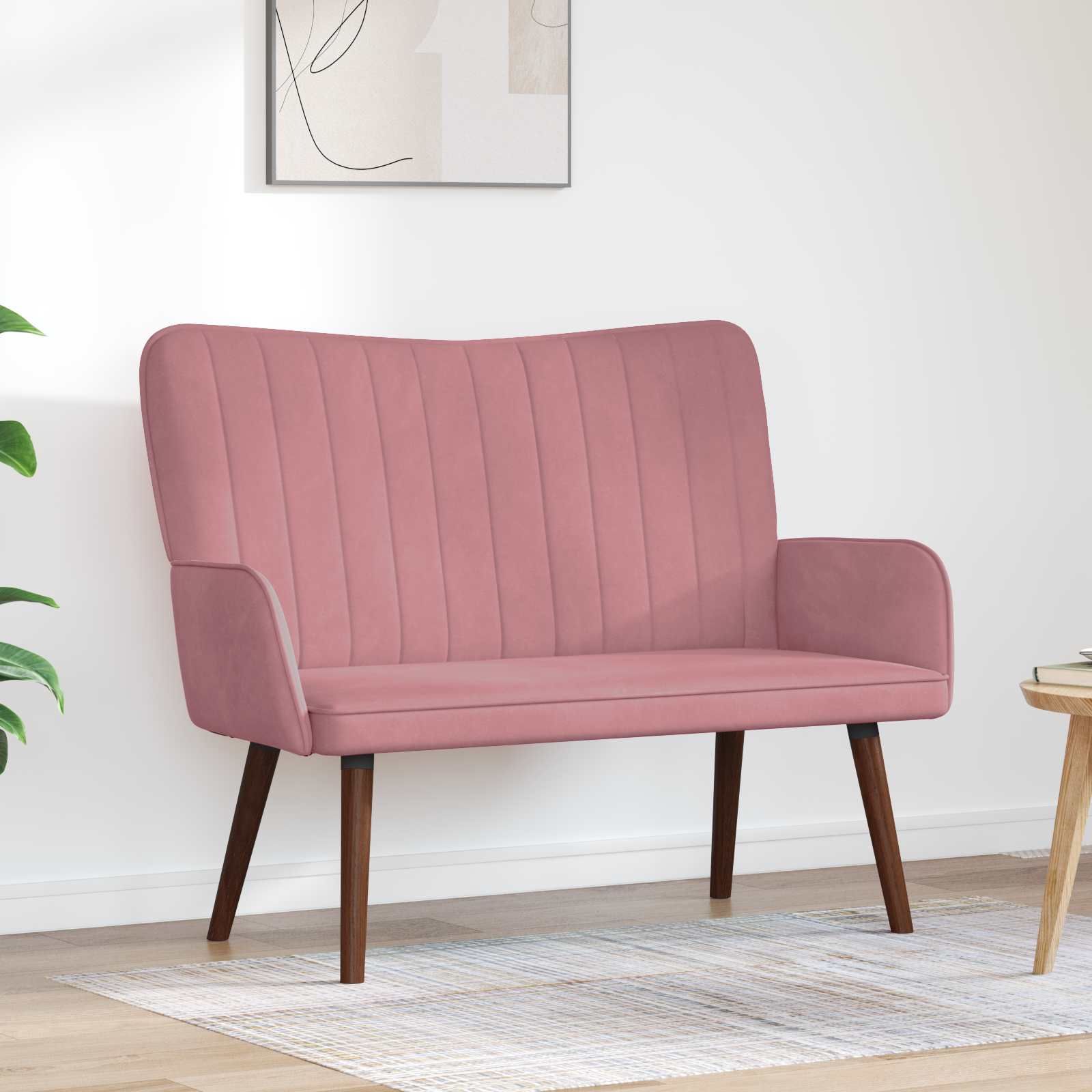 vidaXL Canapea cu 2 locuri Roz 115 x 61 x 87 cm Catifea